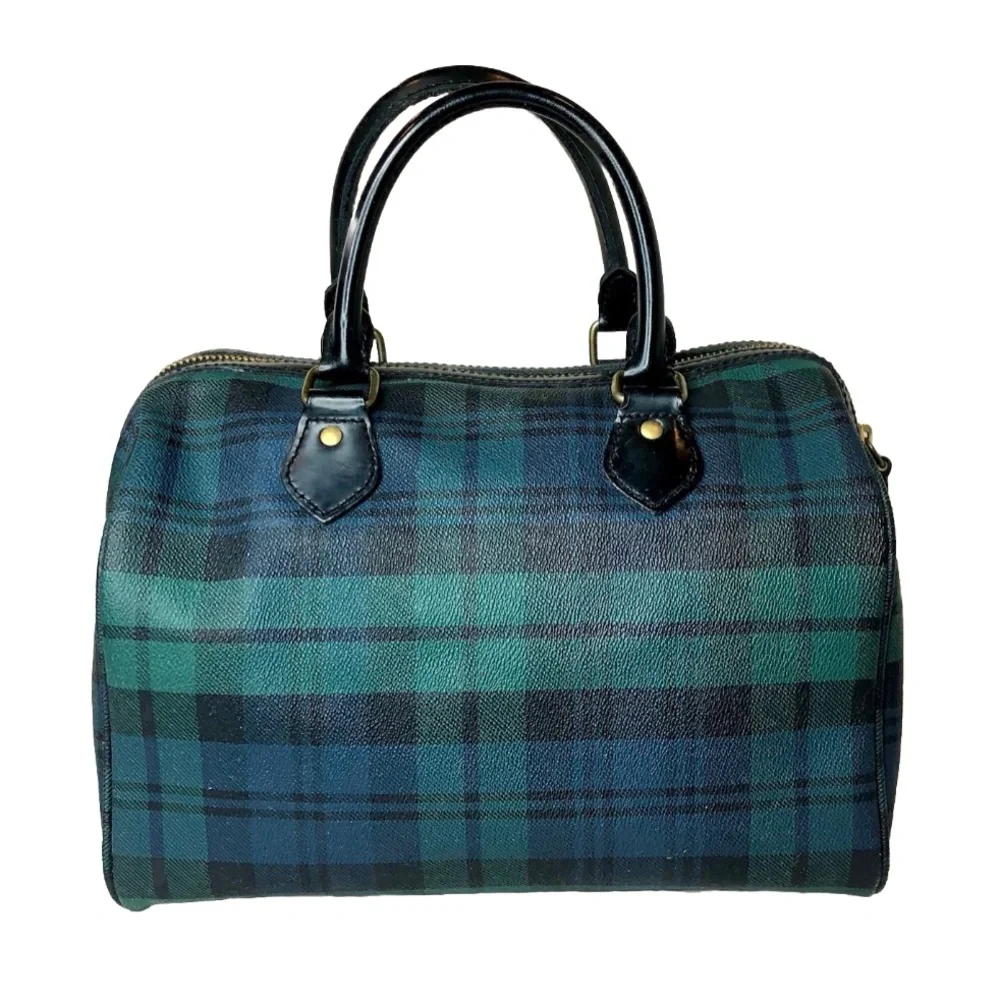 RALPH LAUREN Black Watch Plaid Boston Weekend Travel Doctors Bag Speedy 30cm